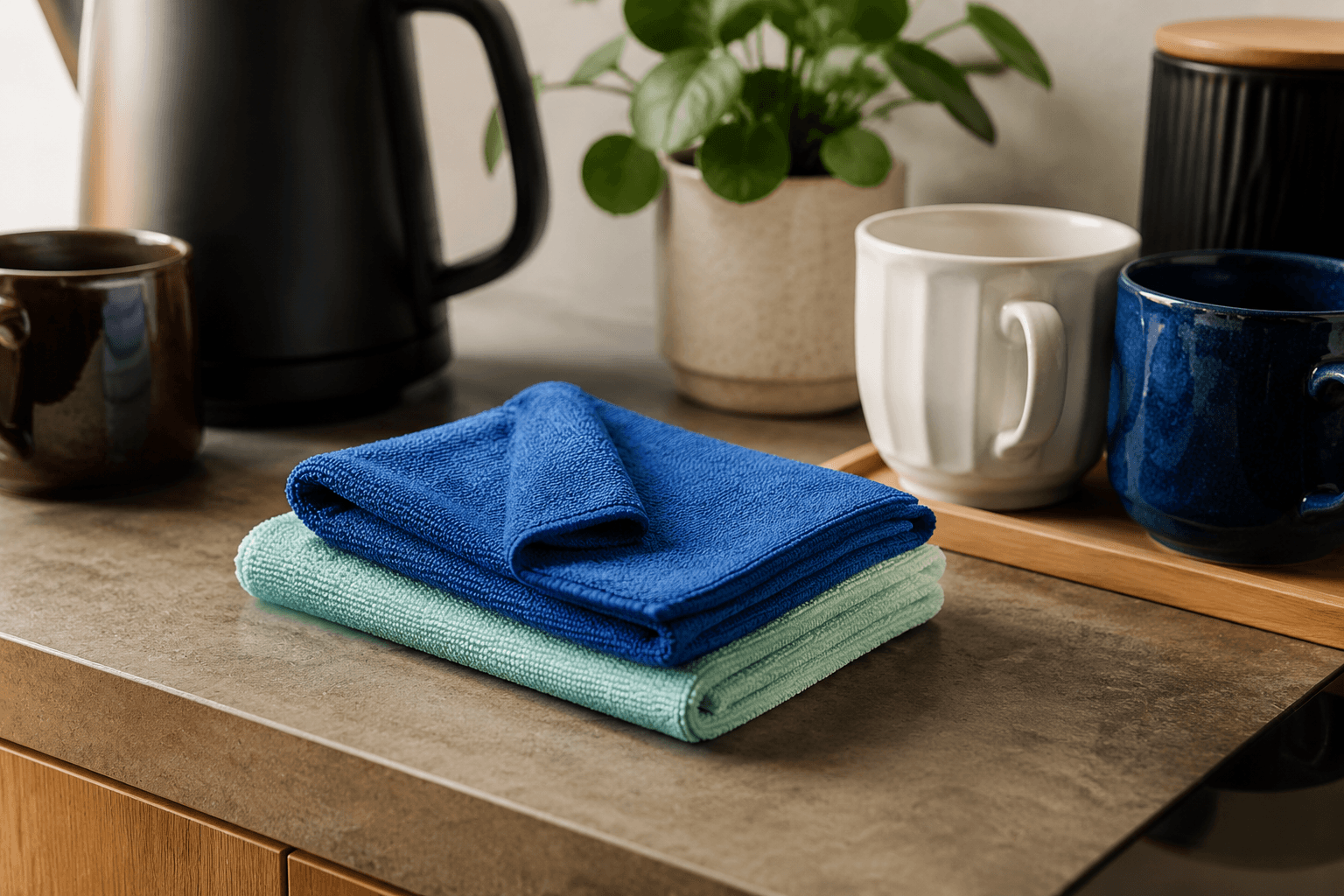 Cleaning Cloth Pair styled on a drink station