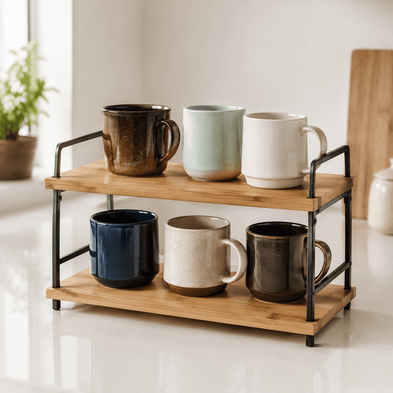 Counter Riser Shelf — A small two-tier shelf that adds a second level above the counter.