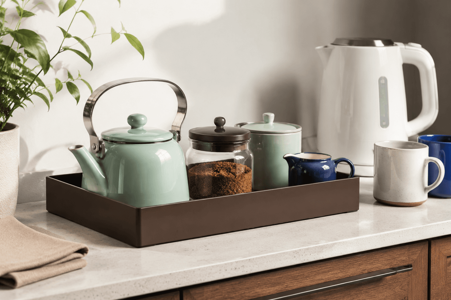 Counter Tray styled on a drink station