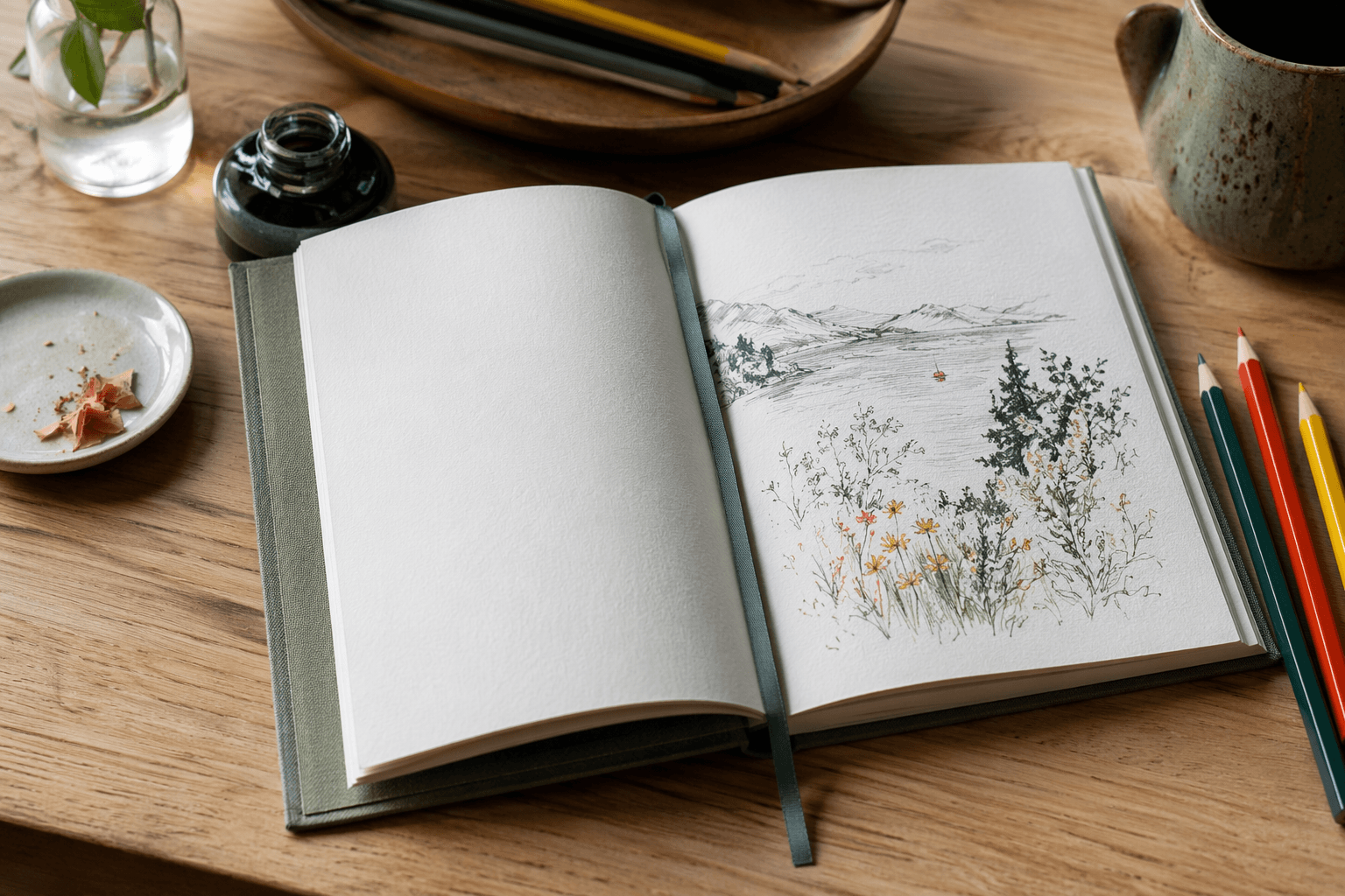 Hardcover Idea Journal in use on a desk