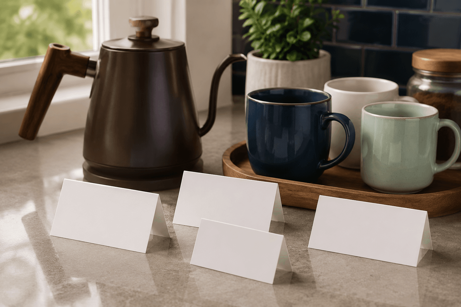 Label Tent Cards styled on a drink station