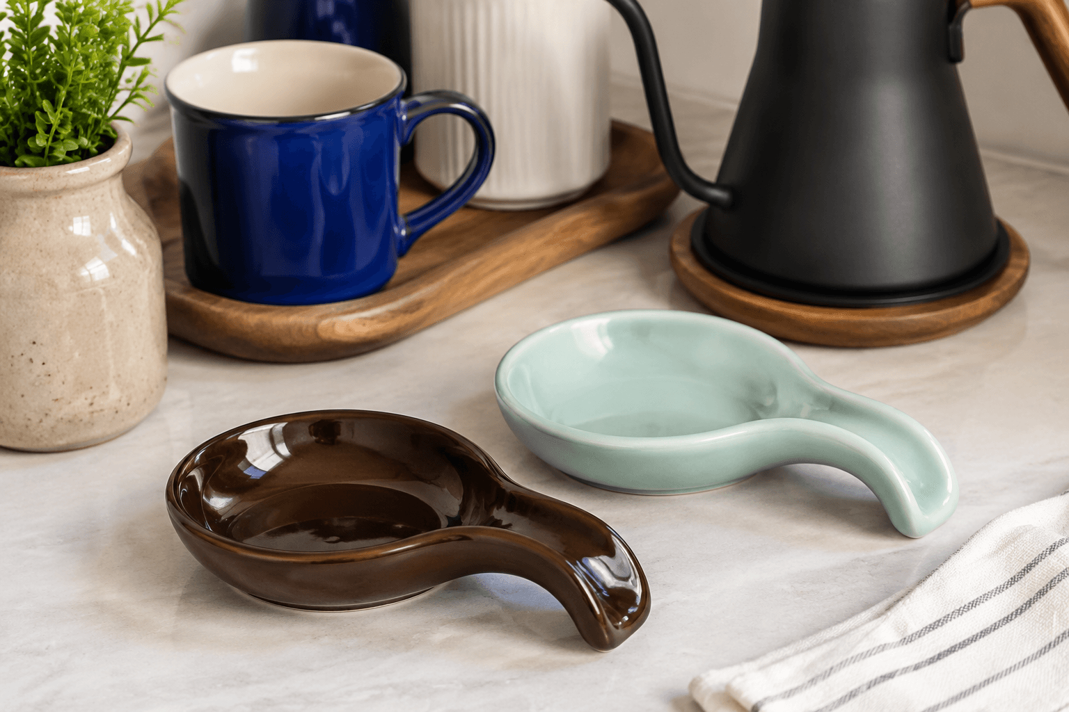 Spoon Rest Pair styled on a drink station