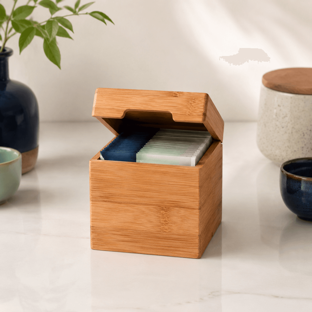 Sugar Packet Box — A lidded box that keeps loose sachets and packets sorted and dust-free.