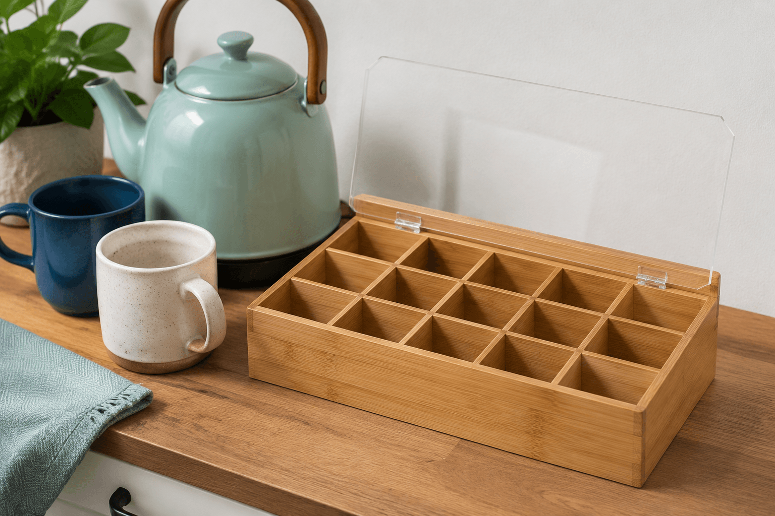 Tea Bag Organizer (Empty) styled on a drink station